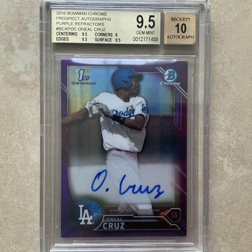 Oneal Cruz [Gold Refractor] #BCAP-OC card from 2016 Bowman Chrome Prospect Autograph
