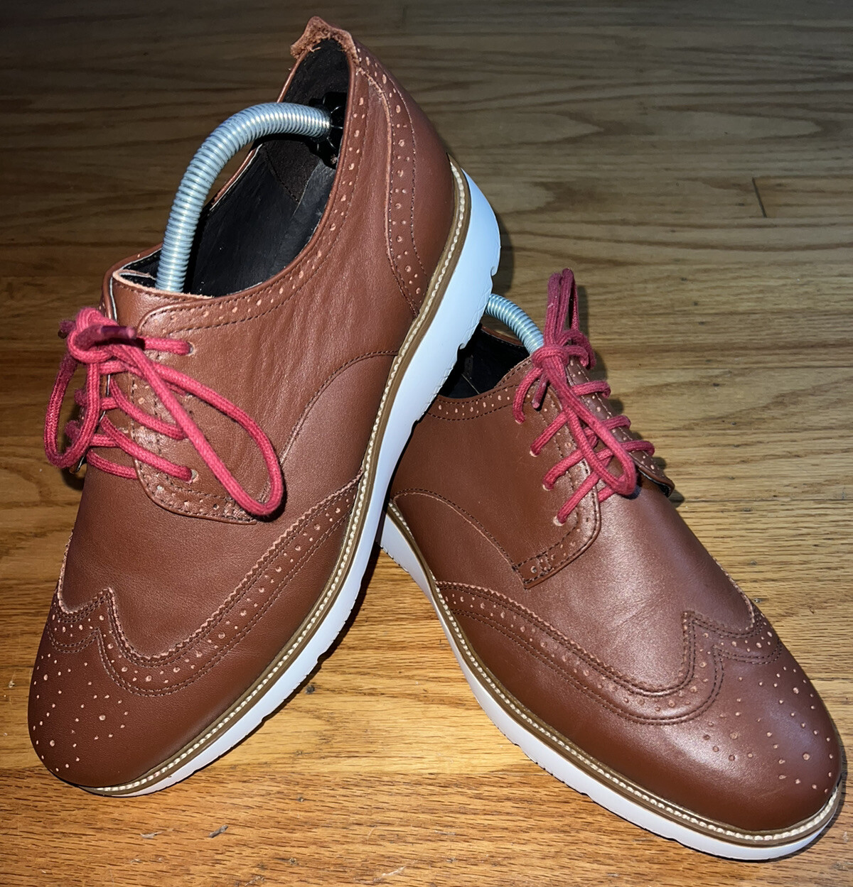 SAOLA Abito Oxford Oxford da uomo marrone in pelle stringato punta alare taglia 10 ottime condizioni