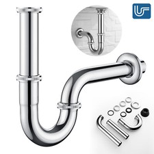 Röhrensifon Sifon Siphon 1/4" Edelstahl Verchromt Waschbecken Bad Syphon Ablauf