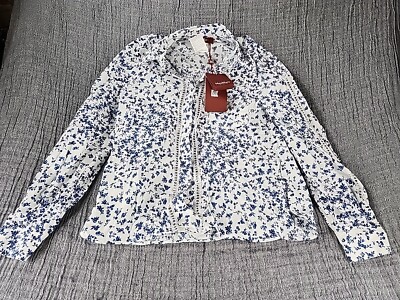 Max Mara STUDIO Urano Lace Flower Button Up Shirt White Size 2 Cotton