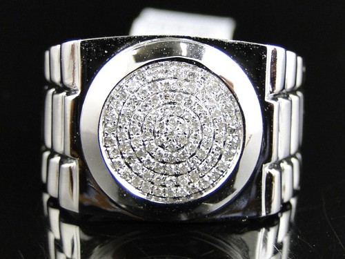 2Ctw Round Real Moissanite Cluster Pinky Men's Ring 14K white Gold Plated Silver - Picture 5 of 14