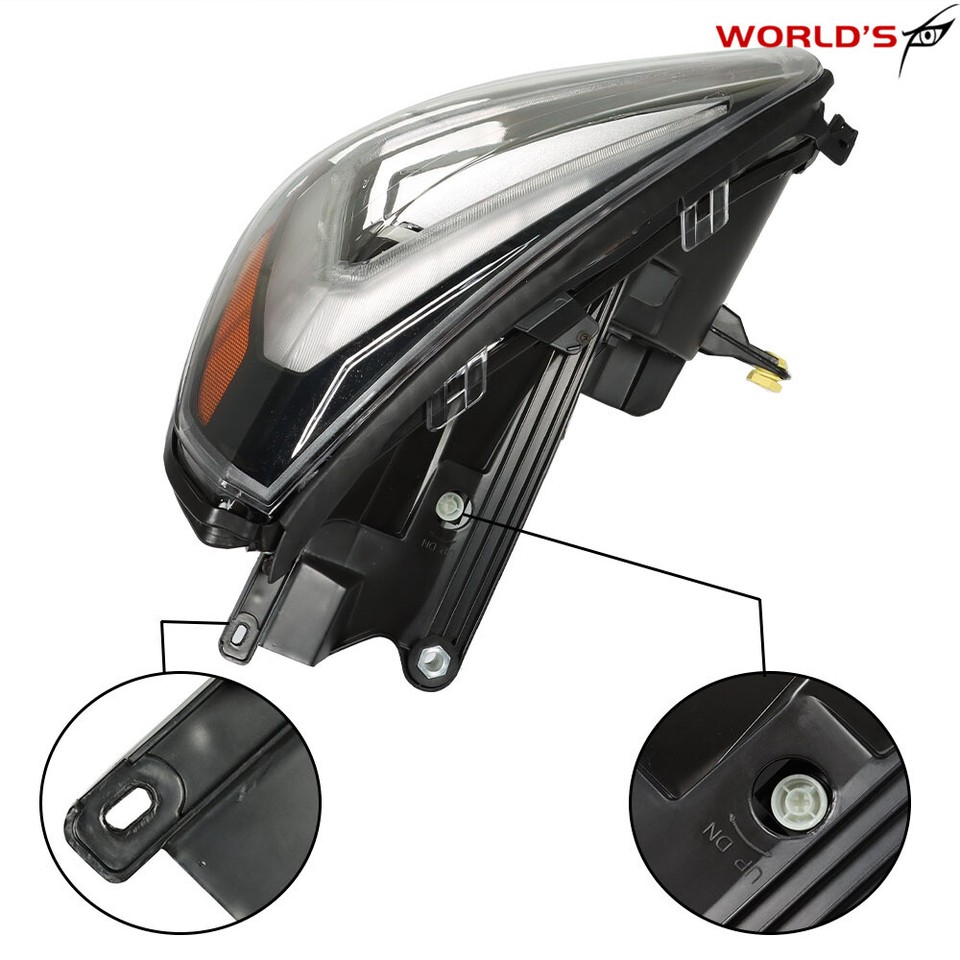 Pair Of Black Projector Headlights For 2013-2016 GMC Acadia - Halogen With LED Tube, DOT/SAE Certified