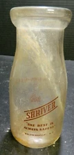 Vintage Shriver Baldwinsville, NY Half Pint Glass Milk Bottle 5.25" x 2.25" V.G.