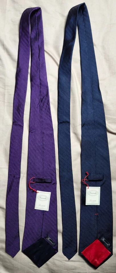 Set of 2 Faconnable Men's Ties Blue and Purple  Solid Vivid - Image 2 of 4