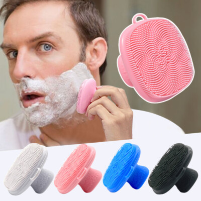 Face Clean Scrub Exfoliating Facial Cleansing Silicone Bristles Men Beard Brush