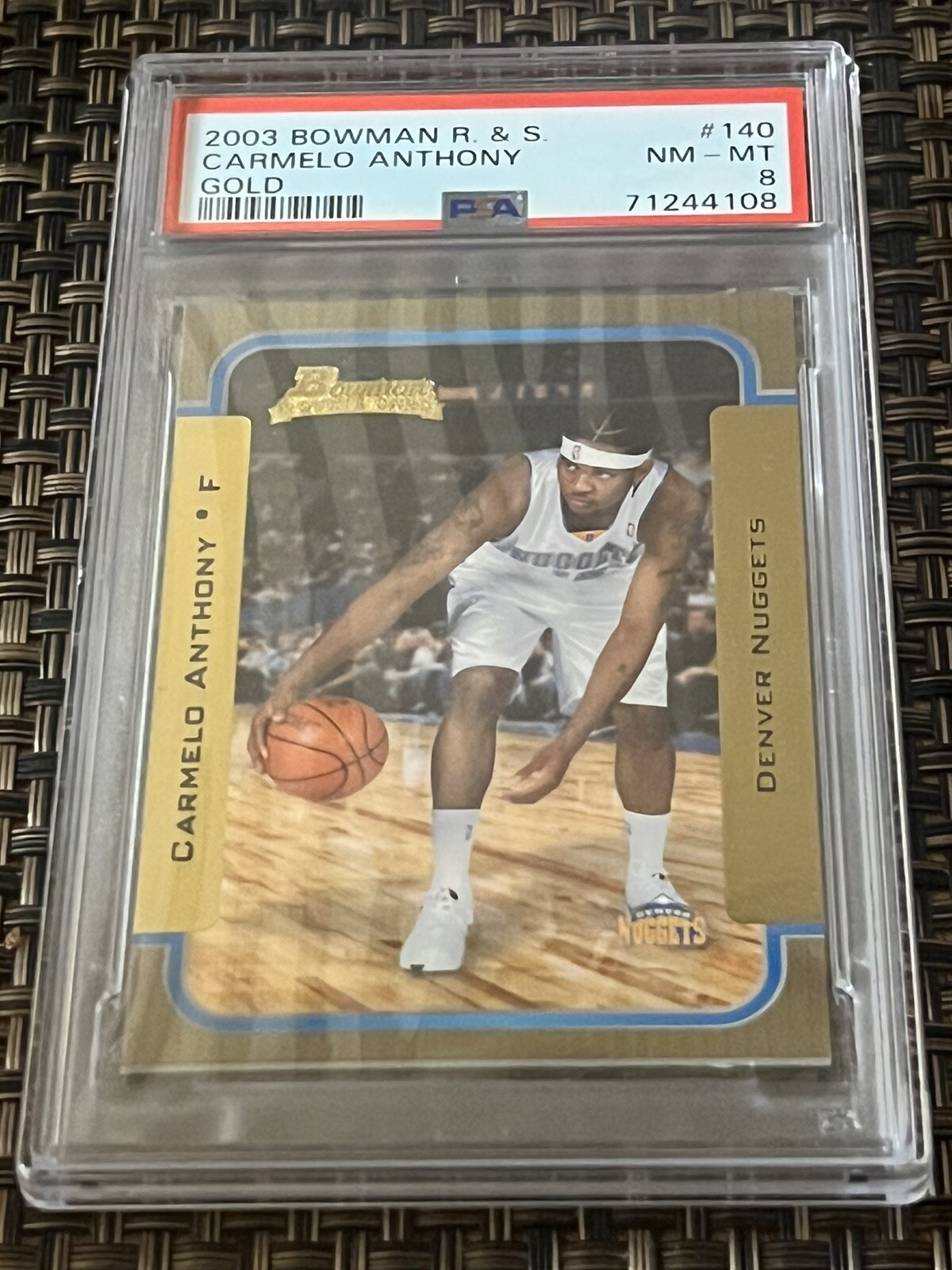 2003-04 BOWMAN Gold CARMELO ANTHONY ROOKIE RC PSA 8 NM-MT RARE NUGGETS