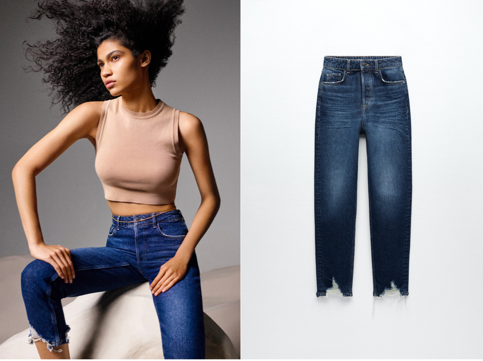 zara ripped mom fit jeans