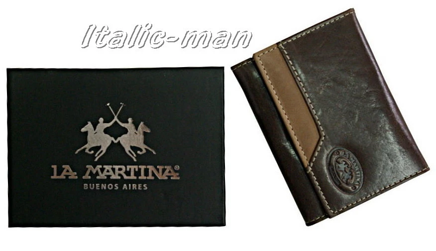 Portefeuille En Cuir De Vache Marron Foncé La Martina Pour Homme - Neuf Avec étiquettes