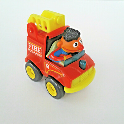 Vintage Sesame Street Fire Truck Ernie Pull Back'n Go Car by Illco (1988) 