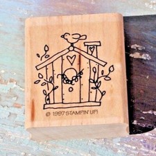 Stampin' Up Birdhouse with Bird Rubber Stamp, Retired 1997 FREE SHIP 