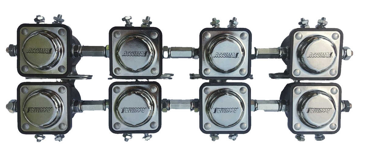 パーツ Romaine Electric Accumax 7-1025 12V 100A Lowrider ACCUMAX solenoids set of 8 coupling nuts Included USA