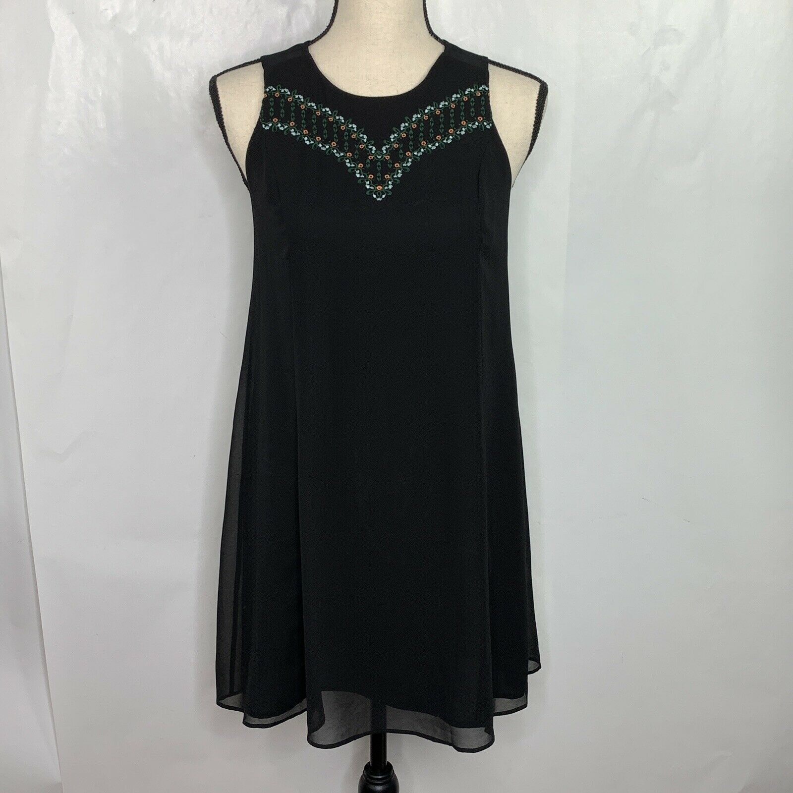 BCBGeneration Black Embroidered Sheer Shift Dress… - image 5