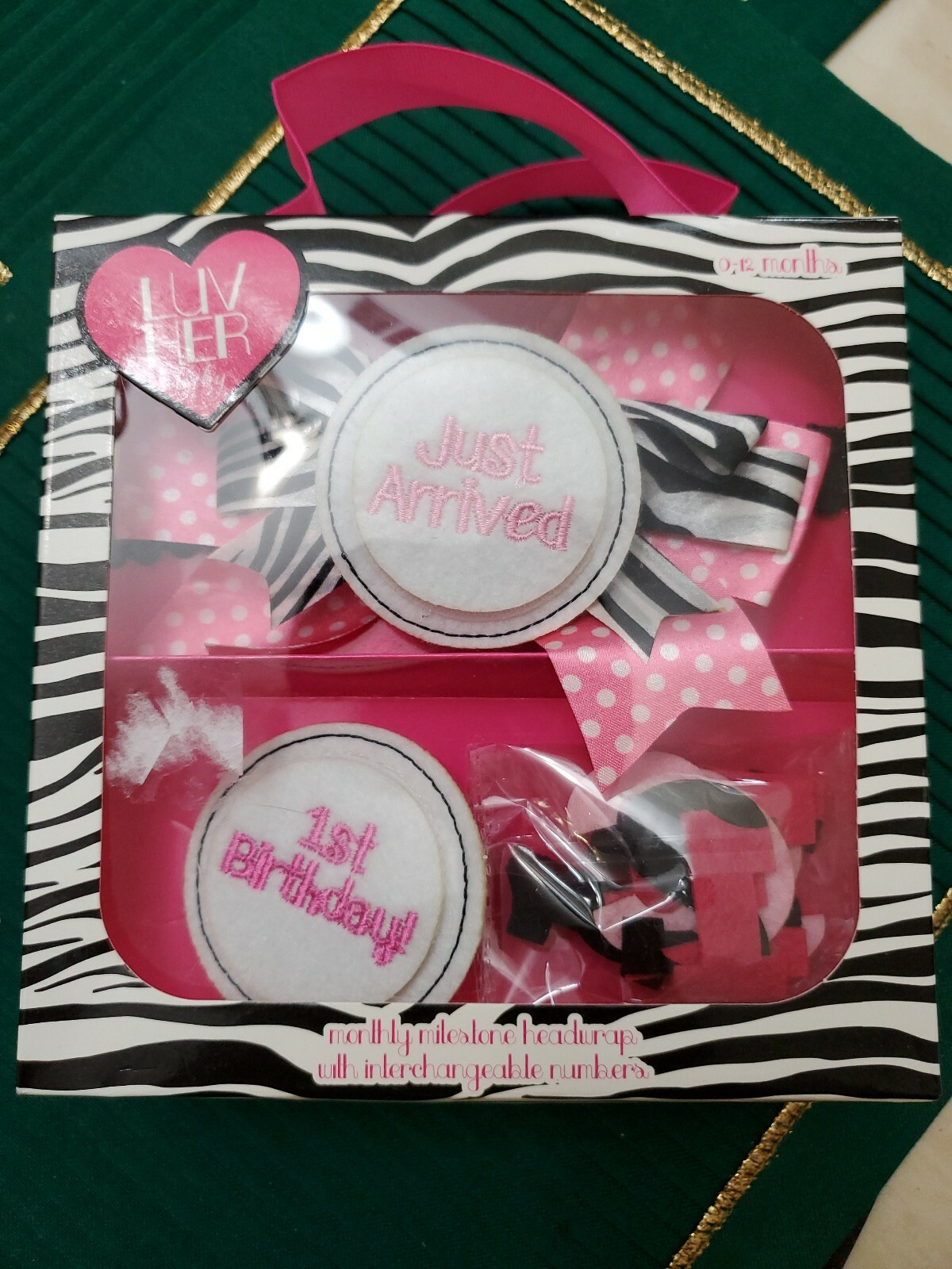 Luv Her Baby Pink & Black Gift Set baby's 1st year photo fun gift set NIB (2)