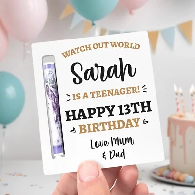 BEECREATIVEDESIGN 13th Birthday Gifts Girl Boy Money Holder Wallet Teenager Gift 13 Today Present