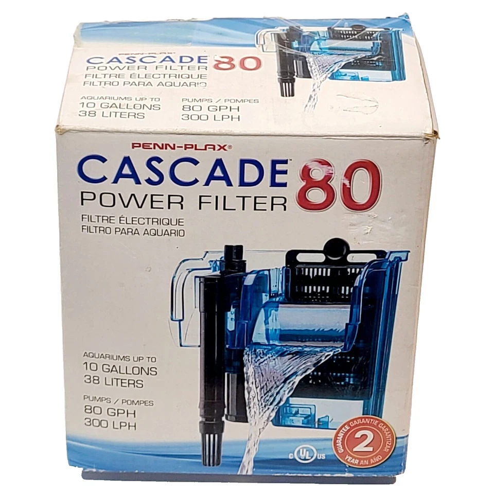Penn-Plax Cascade 80 Aquarium Power Filter Up To 10 Gallon Hang On, New - Image 2 of 4