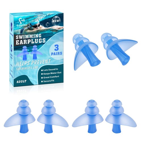 Schwimmen Ohrstöpsel 3 Paar Wasserdichte Wiederverwendbare Silikon Ohrstöpsel...