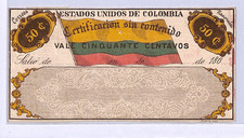 COLOMBIA CUBIERTA Postal Stationery 50c FLAG Unused c1865 {Presumed False}WB386