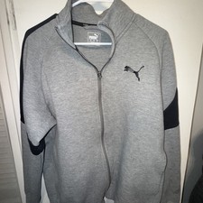 PUMA Full Zip Track Jacket Gray w/ Black Panels Size Large   Athletic Casual