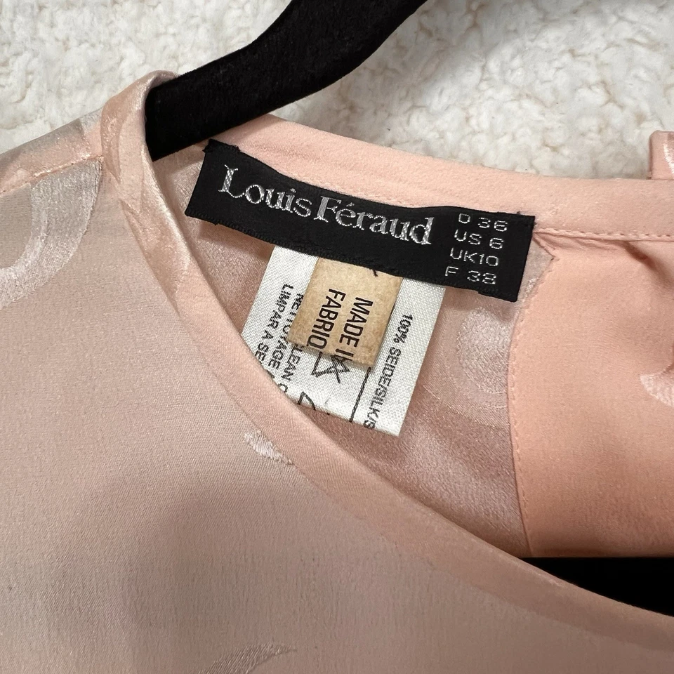 Blusa de Seda Louis Feraud De Colección Para Mujer 6 Gemelos Rosa Patrón Delfín Lujo Foto 3 de 4