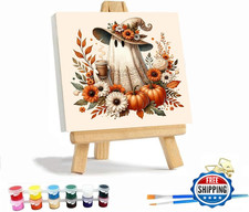VIGEGU Fall Ghost Paint by Numbers Kit for Adults Framed 10x10" Thanksgiving