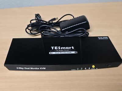 Tesmart 2 Port KVM Switch HDMI Dual Monitor 4K60Hz with USB Hub Extended Display