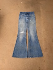 Vintage 80  s Levi  s 684 Orange Tab Bellbottom Distressed Denim Jeans Size 28x33