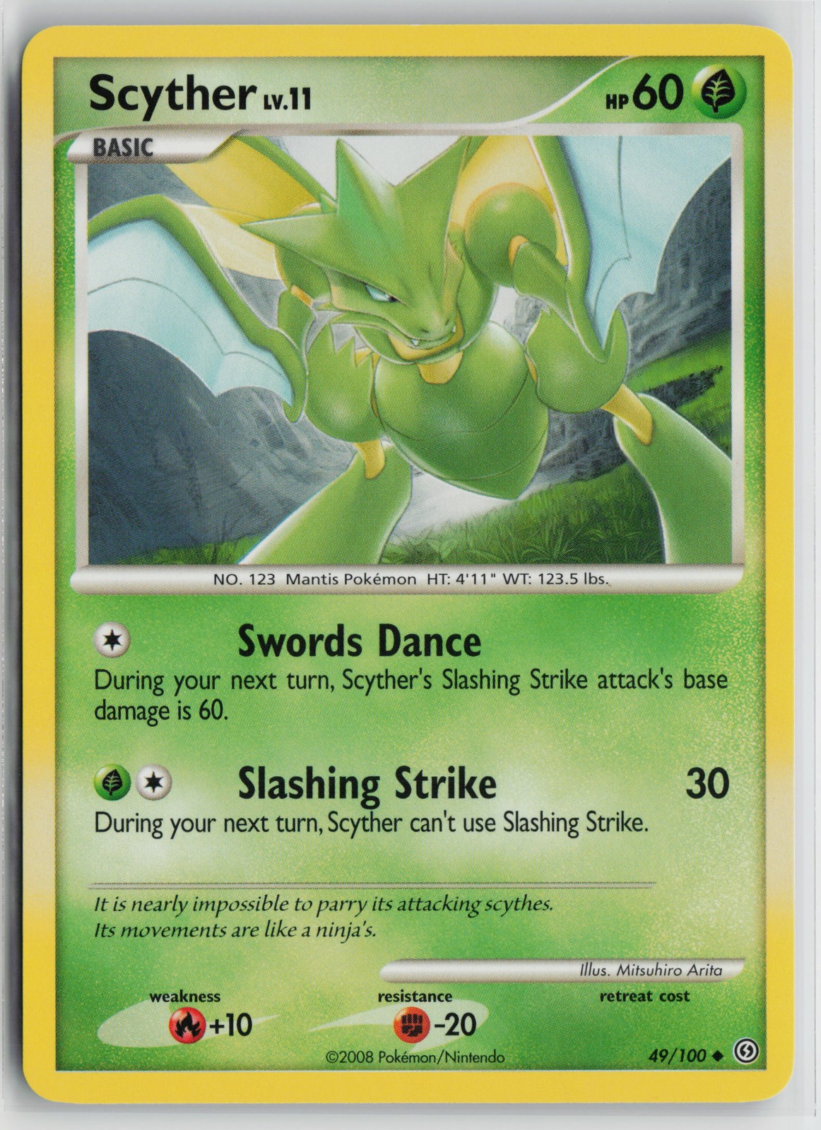 Pokemon Scyther 49/100 Stormfront LP card Normal