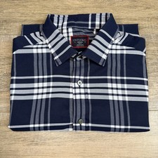 UNTUCKit Mens Polyester Long Sleeve Button Up Shirt Medium Blue Plaid Slim B20