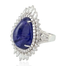 Wedding Rings For Women Gold 18k In Tanzanite And Diamond Handmade Fine Jewelry
