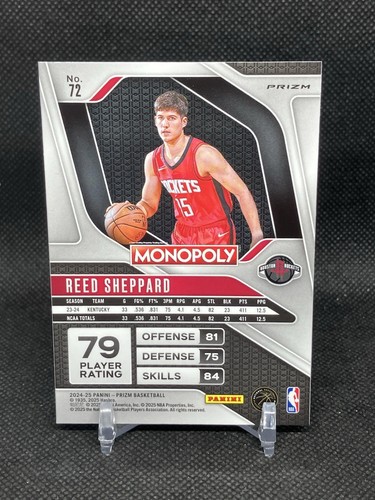 Reed Sheppard 2024-25 Panini Prizm Monopoly Running Man Rookie SSP Case Hit RC - Picture 2 of 2