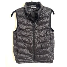 ANNIL Black Zip Front Down Filled Puffer Vest with Pockets