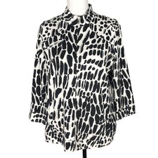 Zenergy By Chico's Jacket Animal Print Black/ White Full Zip Women's Size 1