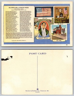 Barbara Fritchie Flag Relics Home Frederick MD Postcard