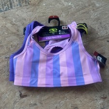 Athletic Works Girls Bras 2 Pack Purple High Reversible Sports Size Med NEW