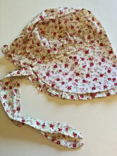 NEW Handmaid Prairie Bonnet, Red/Pink Floral Print, Ruffles, Cottagecore
