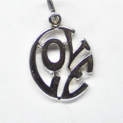 Oval LOVE Sterling Silver Charm Pendant 3/4 in