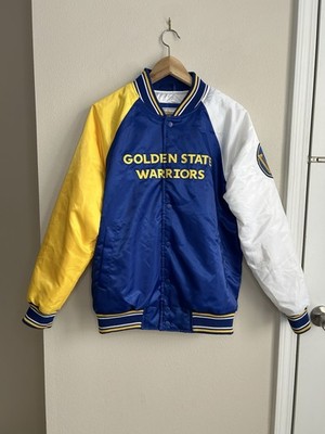 Golden State Warriors NBA Starter Tricolor Remix Varsity Satin Jacket Kids XL