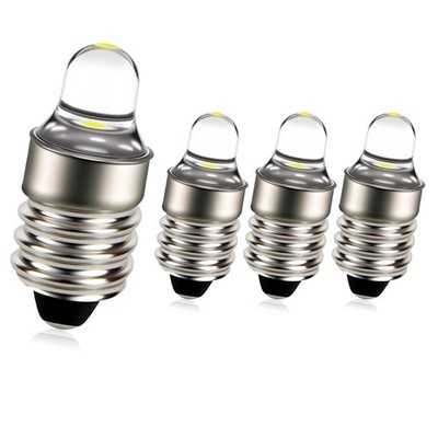 4pcs E10 Led Bulbs 3v 6000k White Led Bulbs For Torchlight Flashlight Torch Ligh