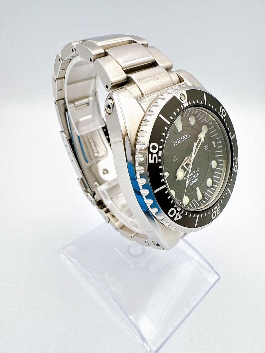SEIKO Kinetic Scuba Divers 5M62-0BL0 Black Dial Watch New batt JP