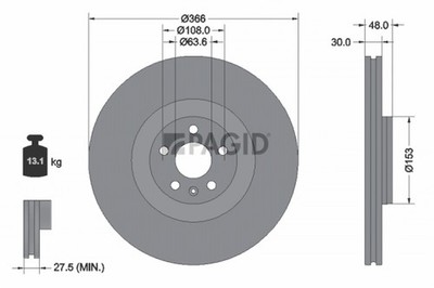 2x Bremsscheibe PAGID 56089NHC für VOLVO XC60 2 246 XC90 256 Mild Hybrid AWD