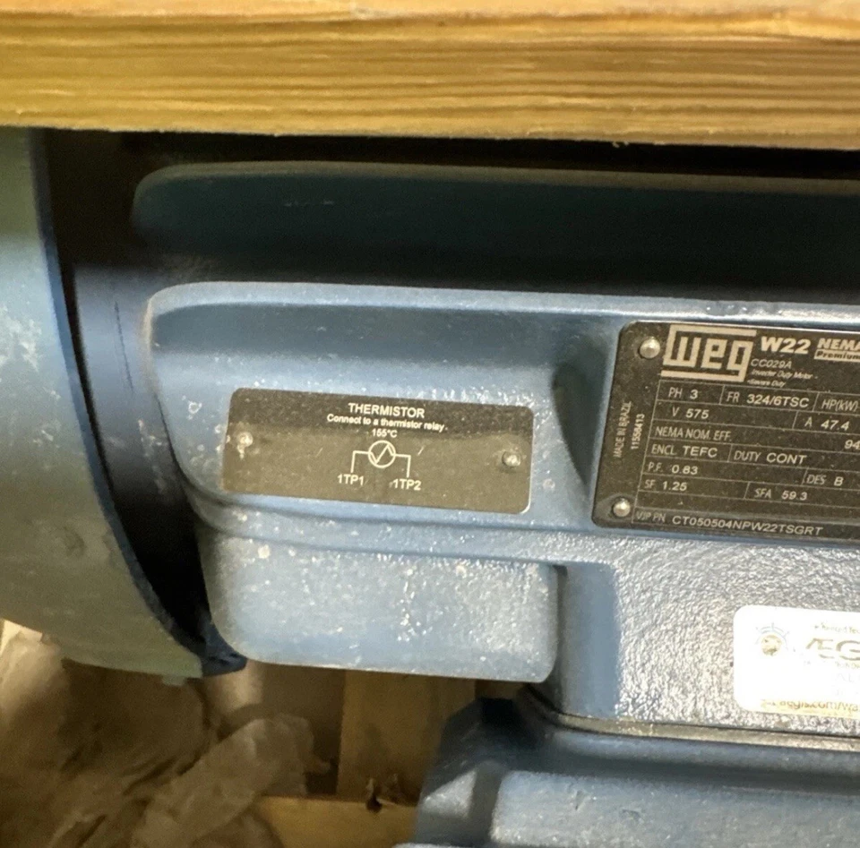 WEG W22 50 HP Motor 3 Phase 575 Volts 47A 1775 RPM W/Aegis can arrange shipping - Image 2 of 4
