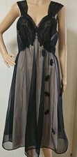Vtg Van Raalte Black Chiffon Lingerie Nightgown Made Size 34 Made in USA