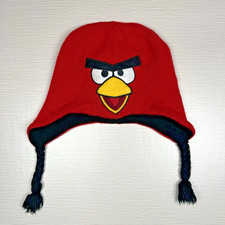 Angry Birds Beanie Winter Hat Red Angriest Bird Reversible to Black Bomb Bird
