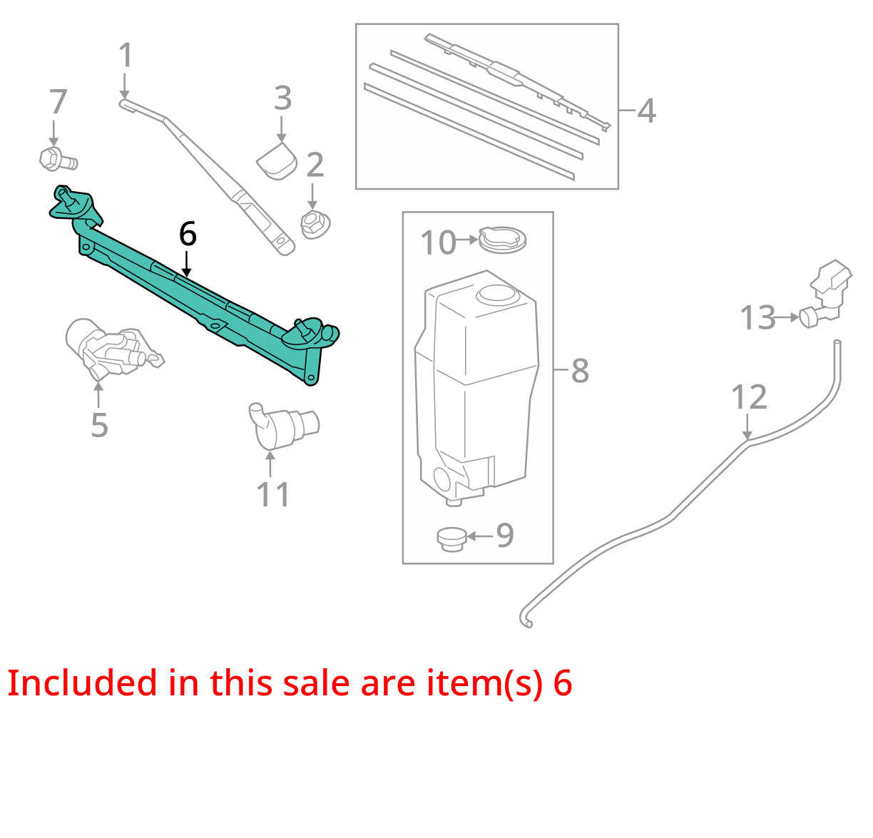 2022 Toyota Tacoma Windshield Wiper Transmission OEM 31K Miles - LKQ387660440