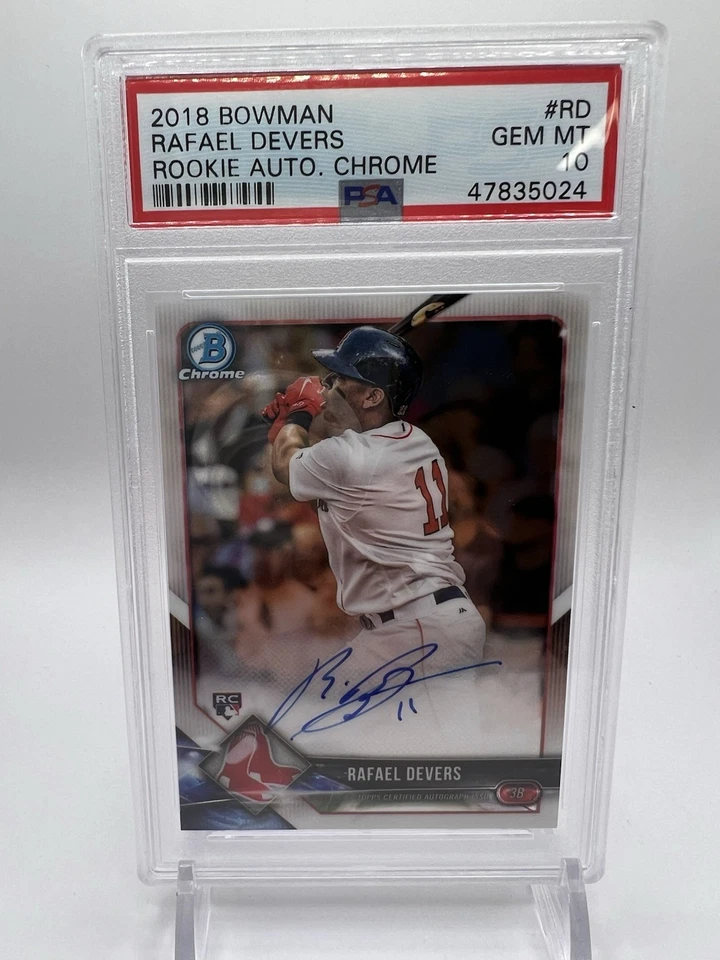 Bowman Rafael Devers 2018 #RD Rookie automático cromado RC PSA 10 GEM MT Foto 2 de 4