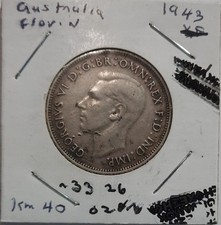 1943(M) Australia .925 Silver Florin King George VI KM-40 Mintage 12,762,000
