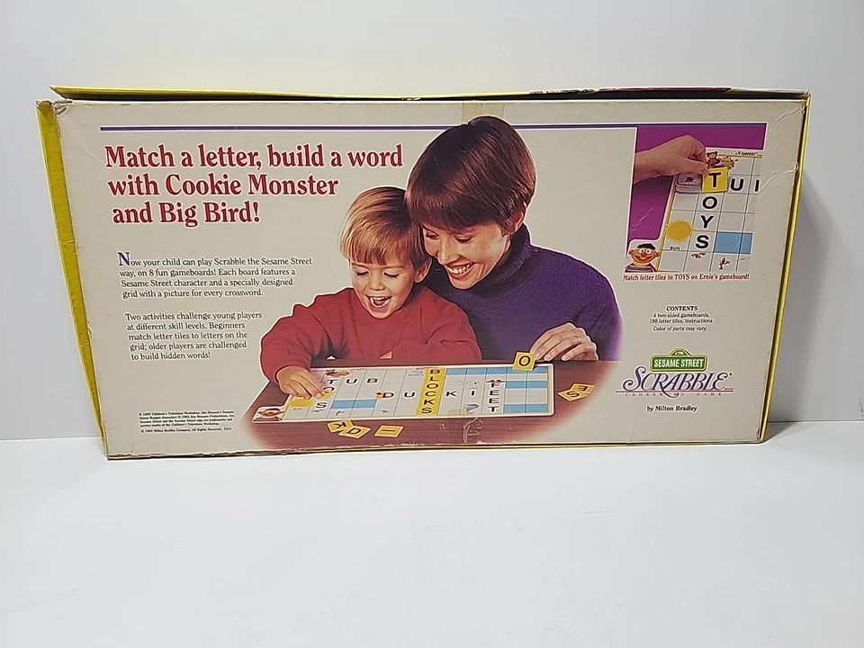 Vintage Sesame Street Scrabble Child Crossword Game 1992 Milton Bradley #4331 - Image 3 of 4