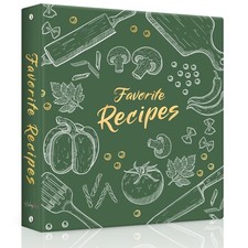 Dark Green 8.5x11 3Ring Recipe Binder Organizer With Cards Sleeves Dividers