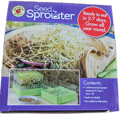 Seed Sprouter, Two Tier Stackable Sprouting Trays with Lid, Microgreen