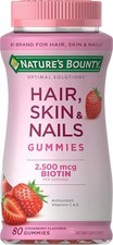 Natures Bounty Optimal Solutions Hair, Skin, Nails Gummies with Biotin 2500 mcg